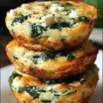 Spinach and feta egg muffins baked fresh and golden