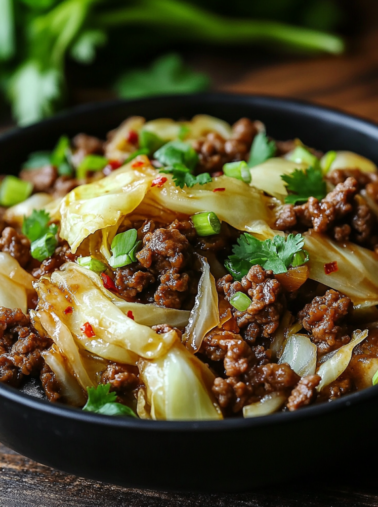 Savory Soy-Glazed Mongolian Beef Bowl with Garlic Cabbage