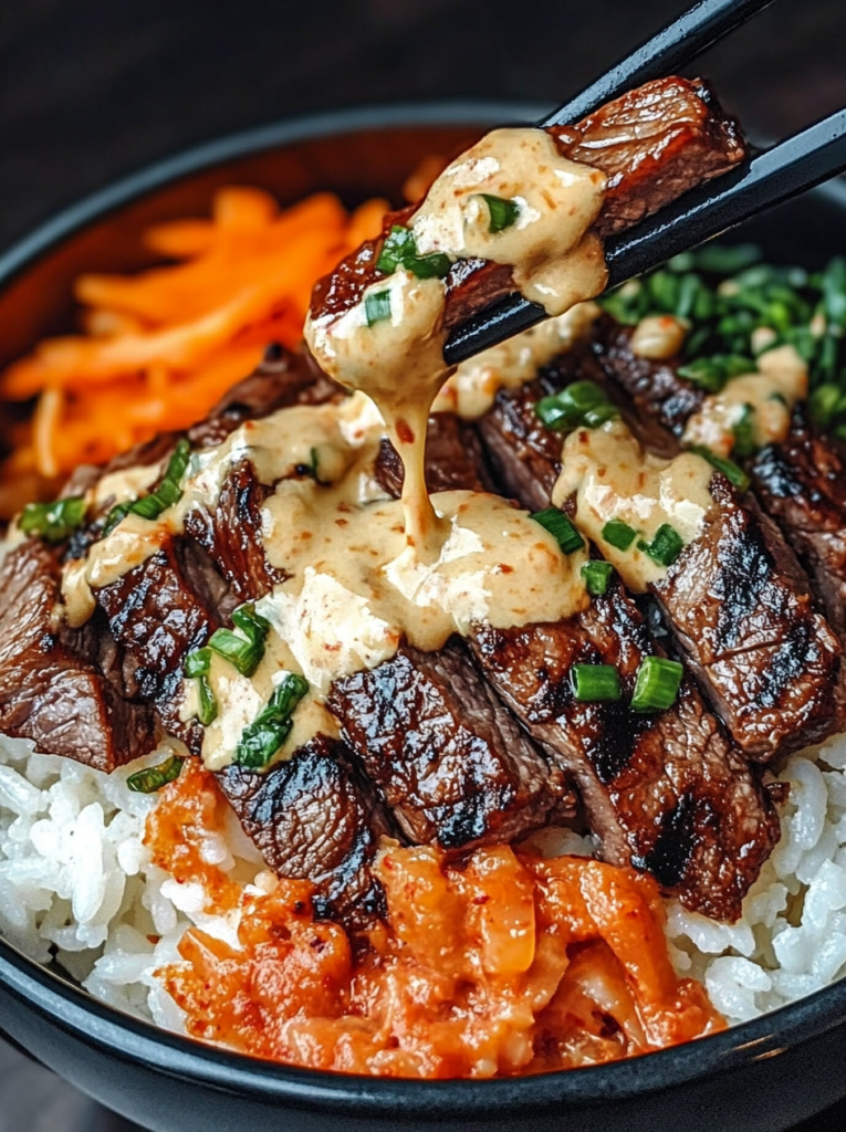 Caramelized Korean Beef Bibimbap with Gochujang Aioli