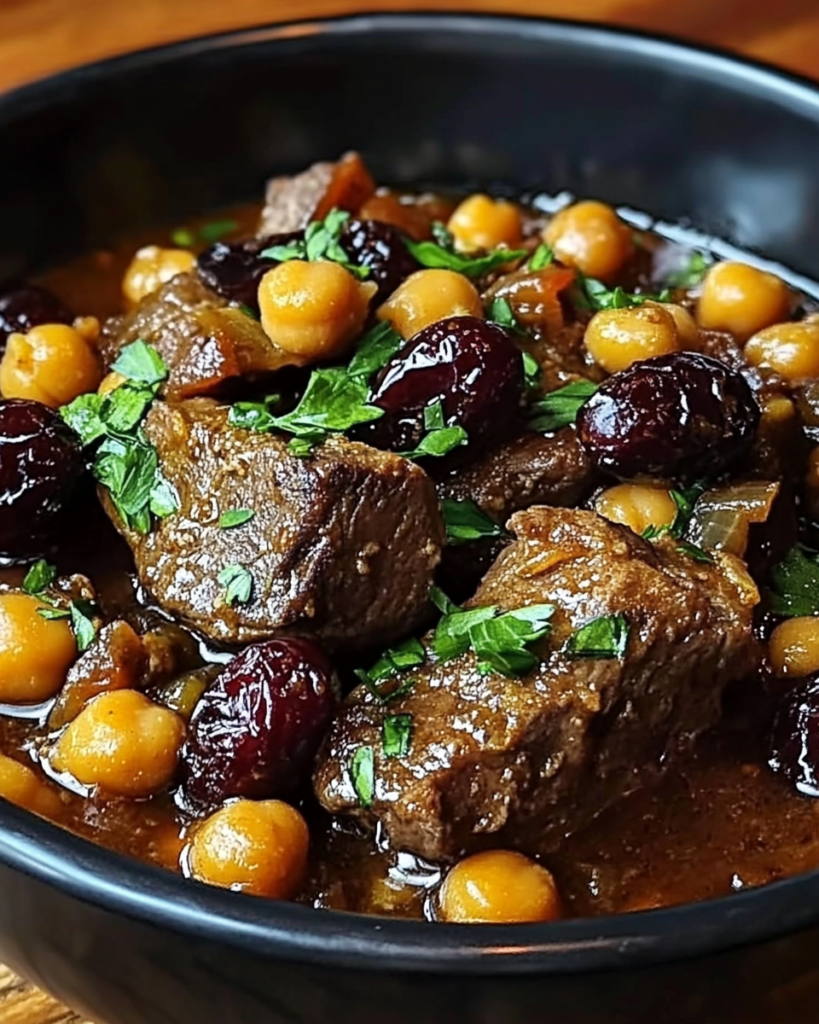 Fragrant Moroccan Lamb Tagine with Sweet Prunes, Creamy Chickpeas & Golden Saffron