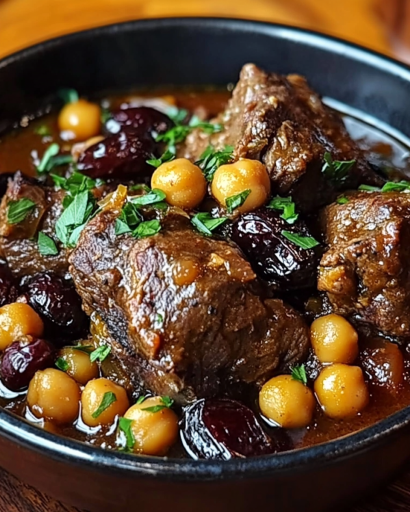 Fragrant Moroccan Lamb Tagine with Sweet Prunes, Creamy Chickpeas & Golden Saffron