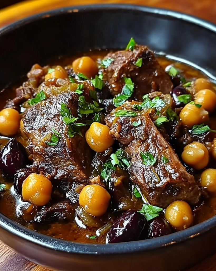 Fragrant Moroccan Lamb Tagine with Sweet Prunes, Creamy Chickpeas & Golden Saffron