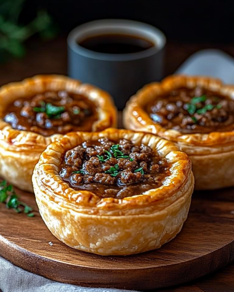 Golden Crusted Aussie Meat Pie with Herb-Infused Lamb and Beef Filling