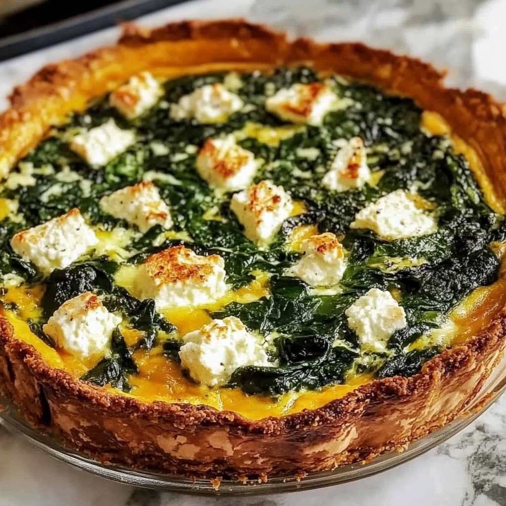 Spinach & Feta Quiche with Sweet Potato Crust