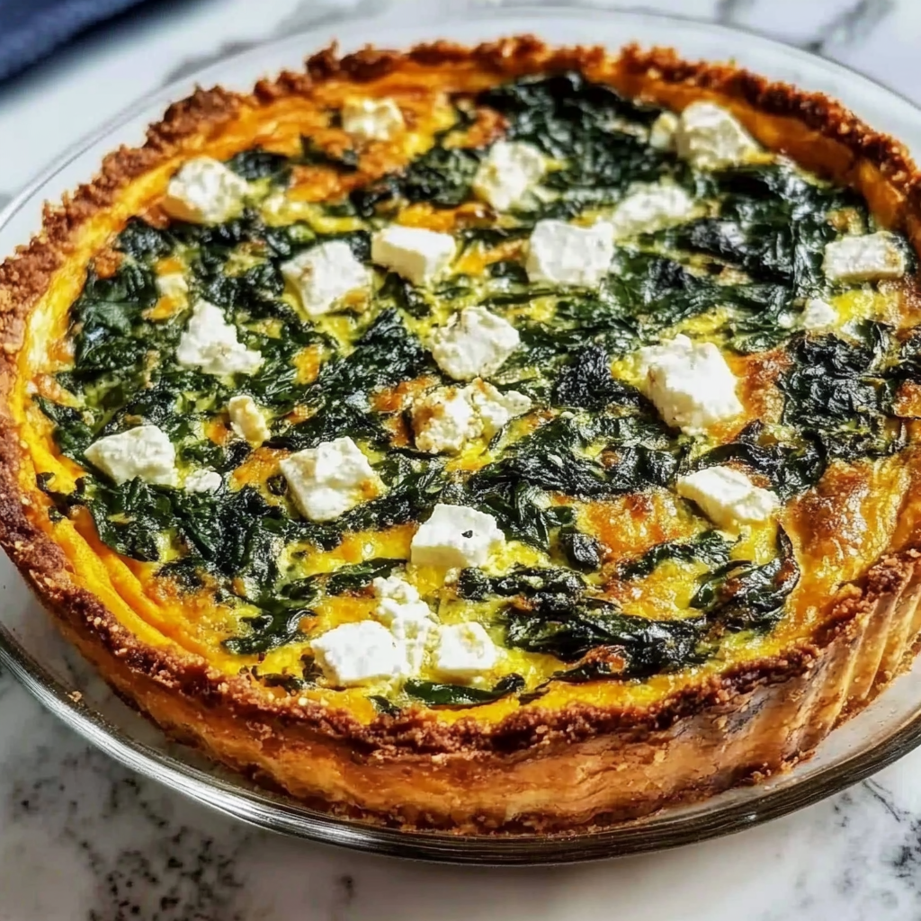 Spinach & Feta Quiche with Sweet Potato Crust