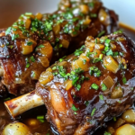 Fall-Off-The-Bone Lamb Shanks in Red Wine Reduction with Garlic and Sweet Onions