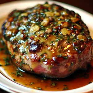 Oven-roasted lamb leg with honey-Dijon glaze