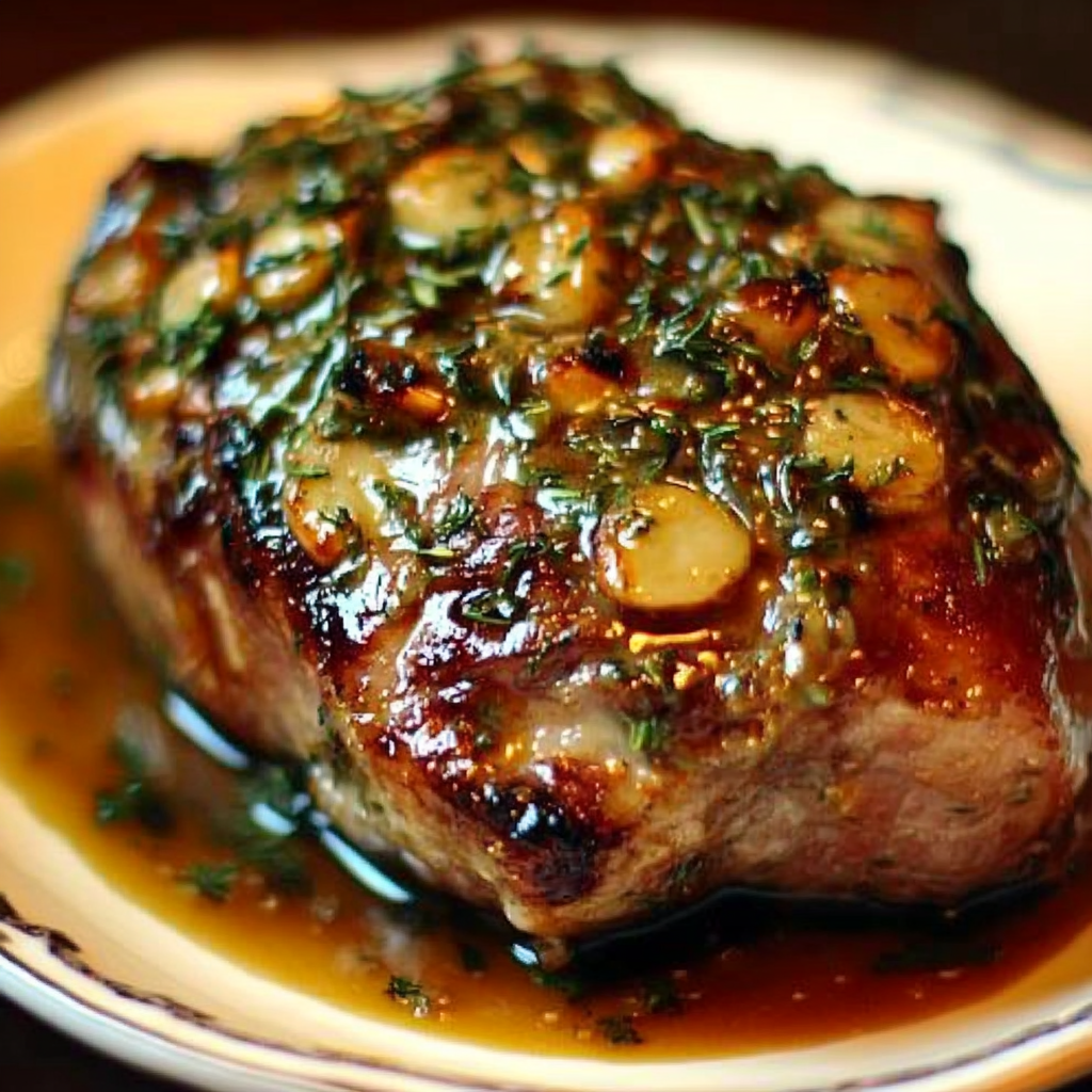 Oven-roasted lamb leg with honey-Dijon glaze