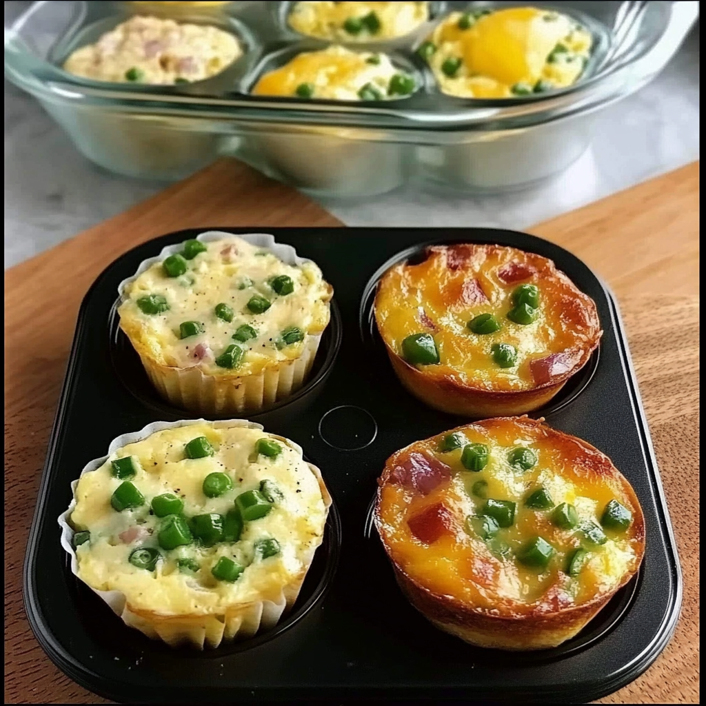 Easy breakfast egg muffins with vegetables and cheese