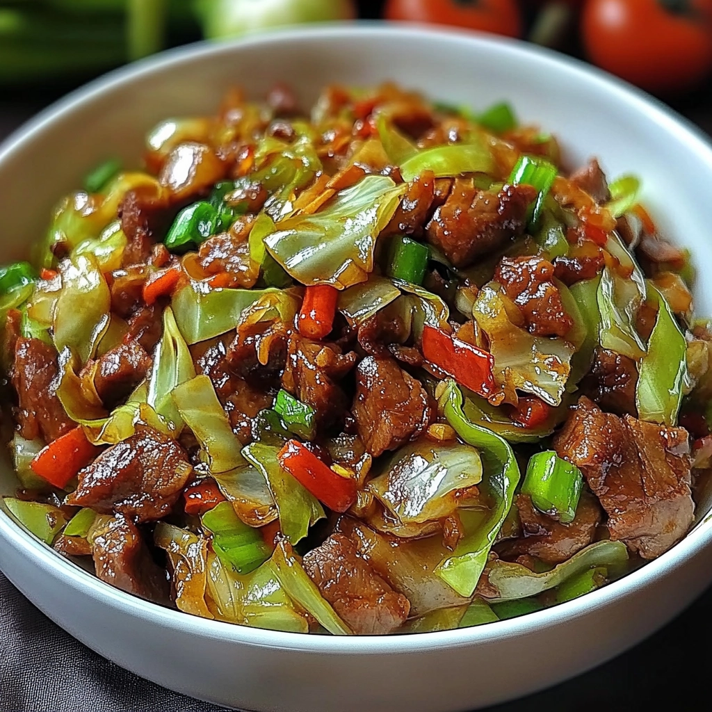 Savory Stir-Fried Tender Meat with Crisp Cabbage in Garlic Sauce