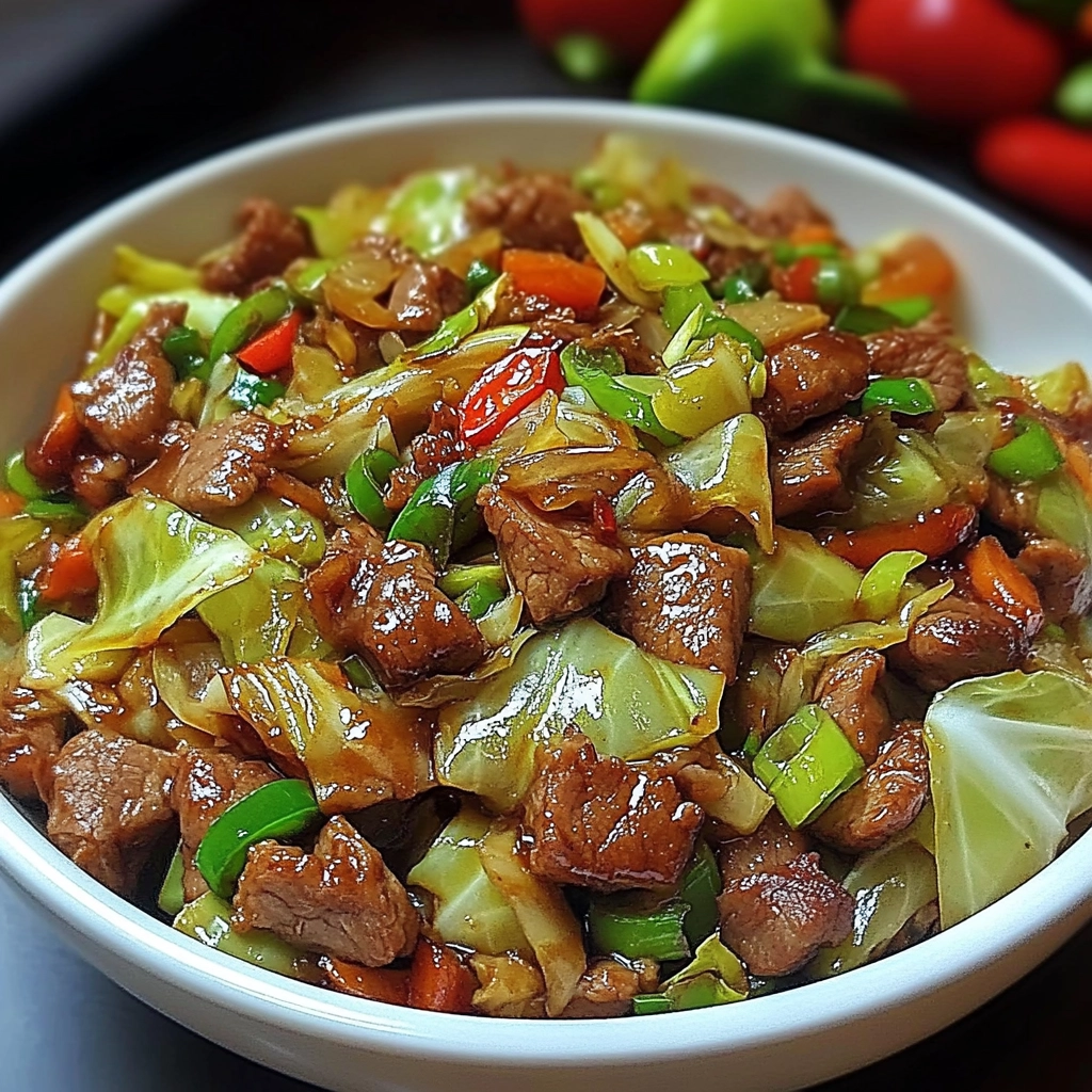 Savory Stir-Fried Tender Meat with Crisp Cabbage in Garlic Sauce