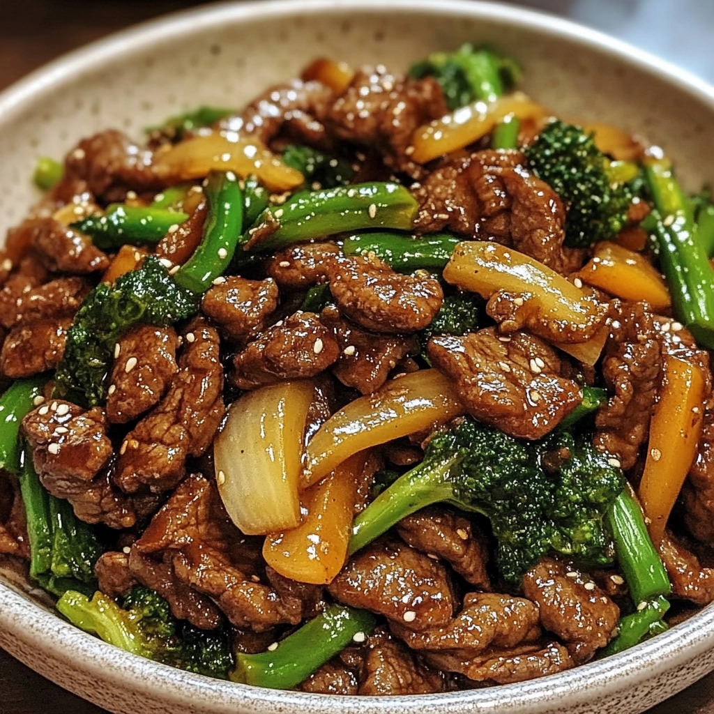 Fresh ingredients for Asian Sweet Ginger Beef Stir Fry