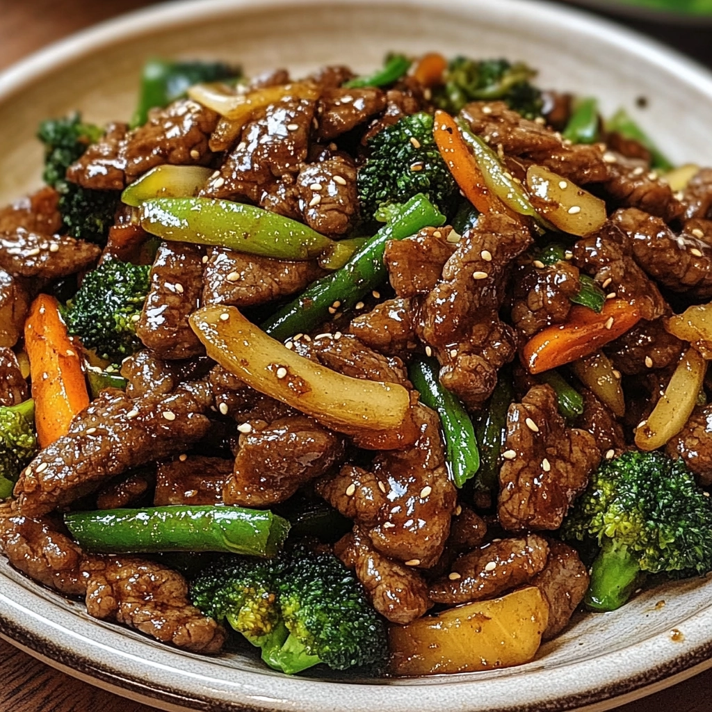 Fresh ingredients for Asian Sweet Ginger Beef Stir Fry